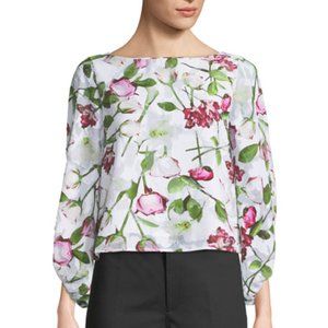 Club Monaco Valterra Floral Top Pink Rose Balloon Sleeve Blouse S